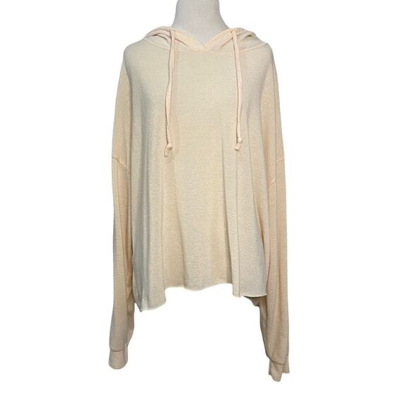 True by Rue21 Peachy Cream Hoodie Top Raw Hemline - Picture 1 of 8